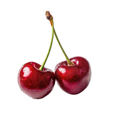 Close-up of two ripe cherries