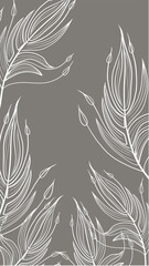 Feather pattern background. Gray and white.