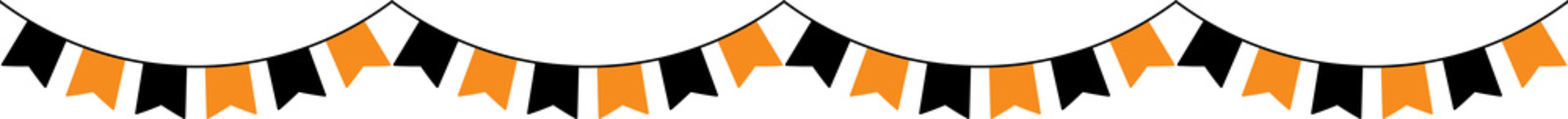 Seamless Orange and Black Halloween Party Bunting Decoration Illustration.