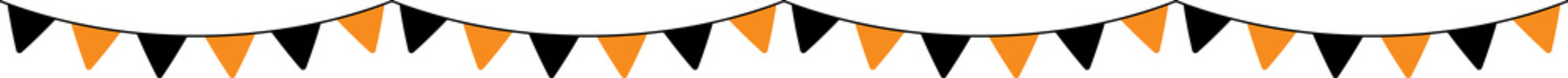Seamless Orange and Black Halloween Party Bunting Decoration Illustration.