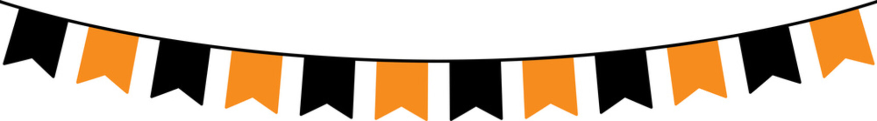 Seamless Orange and Black Halloween Party Bunting Decoration Illustration.