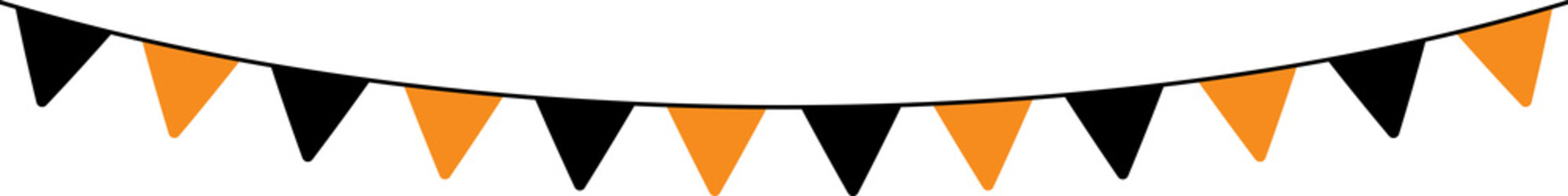 Seamless Orange and Black Halloween Party Bunting Decoration Illustration.
