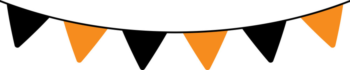 Seamless Orange and Black Halloween Party Bunting Decoration Illustration.