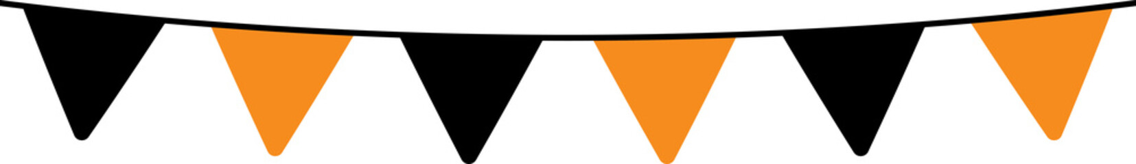 Seamless Orange and Black Halloween Party Bunting Decoration Illustration.