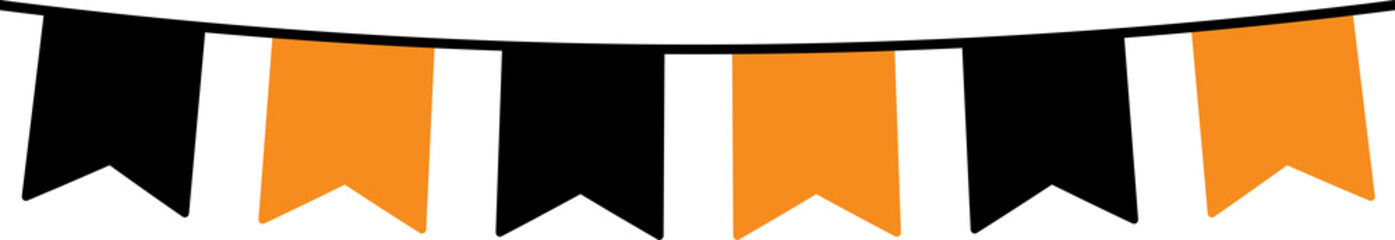 Seamless Orange and Black Halloween Party Bunting Decoration Illustration.