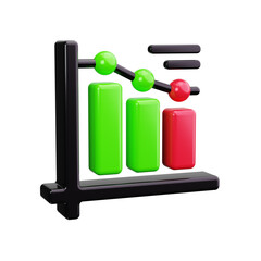Bar chart 3d render icons