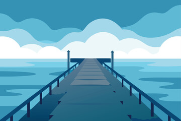 Fototapeta premium Pier stretching into foggy ocean waters