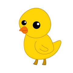 Fototapeta premium Cartoon Yellow Warbler Chick Vector Illustration Holding a Flower