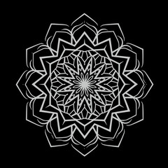 black and white, solid color mandala bold lines, clean symmetry