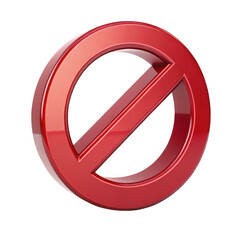 3d red prohibition symbol isolated on transparent background