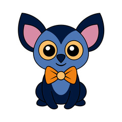 Cartoon Aye Aye Infant Vector Illustration Wearing a Bow Tie