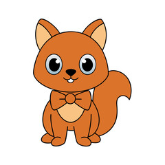 Cartoon Bristlecone Pine Squirrel Pup Vector Illustration Wearing a Party Hat