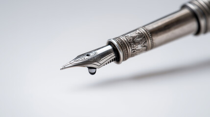 A classic fountain pen with an ink drop, ready to sign a contract or legal document