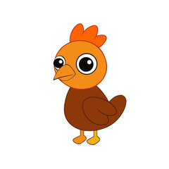 Cartoon Capercaillie Chick Vector Illustration Holding a Flower