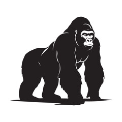 Silverback Gorilla Black and White Sketch Illustration - Monochrome Art of Muscular Primate