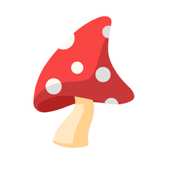 Red Toadstool Mushroom with White Spots Illustration