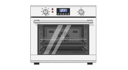 Fototapeta premium Modern Electric Oven in Front View Isolated on White Background