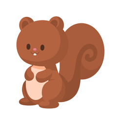 Cute Cartoon Squirrel Sitting