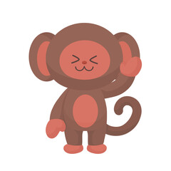 Cute Cartoon Monkey Waving