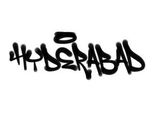 textured sprayed graffiti tagging letters HYDERABAD city name isolated in black