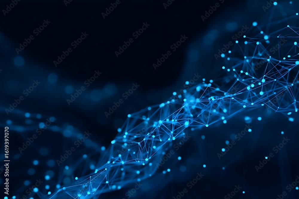 Poster digital network connections representing global communication and data flow across the abstract futu