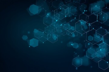 Fototapeta premium Abstract Futuristic Digital Network Connection Background With Glowing Hexagons And Particles Representing Data Flow And Technology Concepts