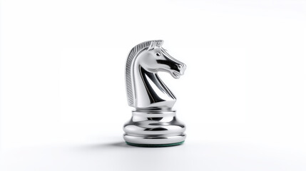 Silver knight chess piece as a symbol of business strategy, tactics, and competition