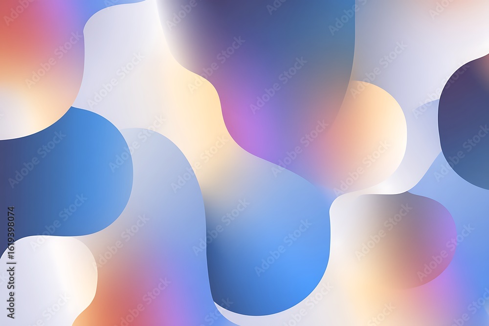 Poster abstract organic forms with smooth gradients and soft lighting creating a dreamlike ambiance and vis