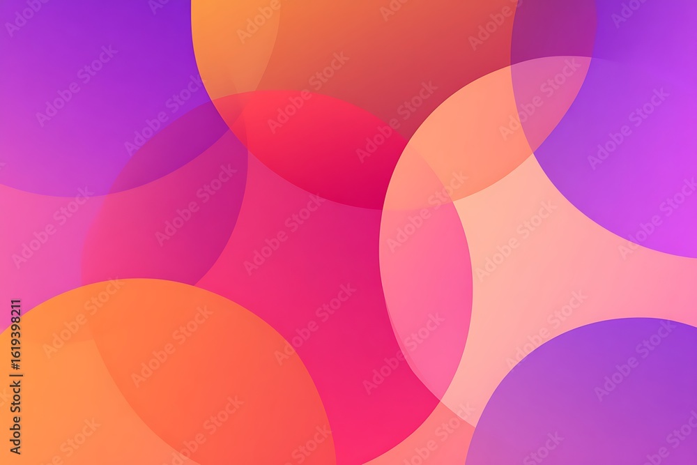 Poster vibrant gradient overlayed circles abstract background design with soft blend and translucent shapes