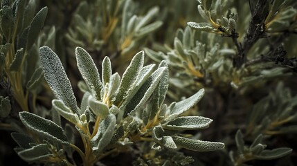 Fototapeta premium Closeup of Green Plant with Textured Leaves in Natural Light