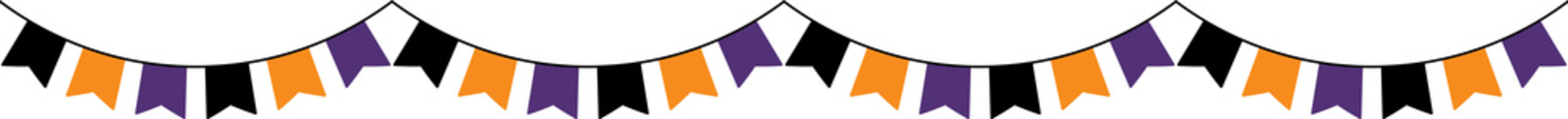 Seamless Orange, Purple and Black Halloween Party Bunting Decoration Illustration.