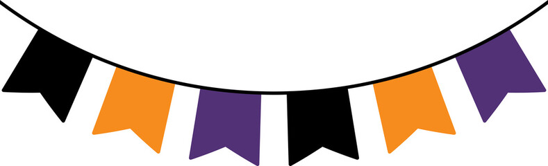 Seamless Orange, Purple and Black Halloween Party Bunting Decoration Illustration.