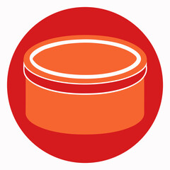 Round food container box vector icon on white background.