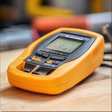 Professional Digital Multimeter on Wooden Surface:  Perfect for Electrical, Engineering, and Technology Projects
