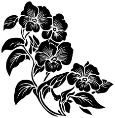 Orchid flower silhouette drawing decorative corner