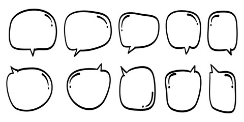 Speech bubbles comic on doodle set. isolated on white background. vector illustration