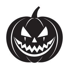 Spooky black silhouette jack o-lantern halloween icon