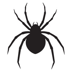  Silhouette of a large spider with eight legs against a white background