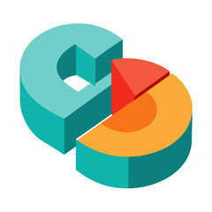 Pie chart vector icon on white background.