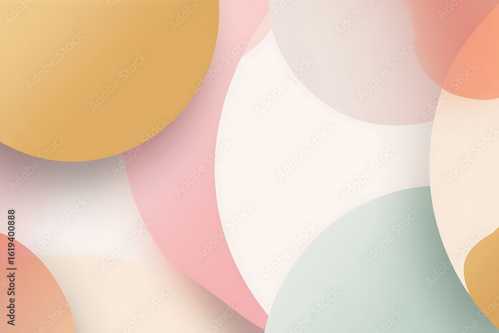 Poster an abstract background featuring overlapping circles in soft pastel colors creating a gentle and soo