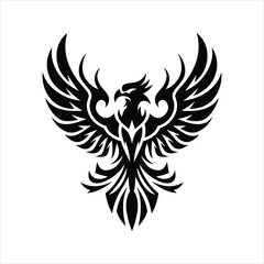 Flying Eagle Silhouette Vector – Tribal Bird Emblem with Spread Wings	