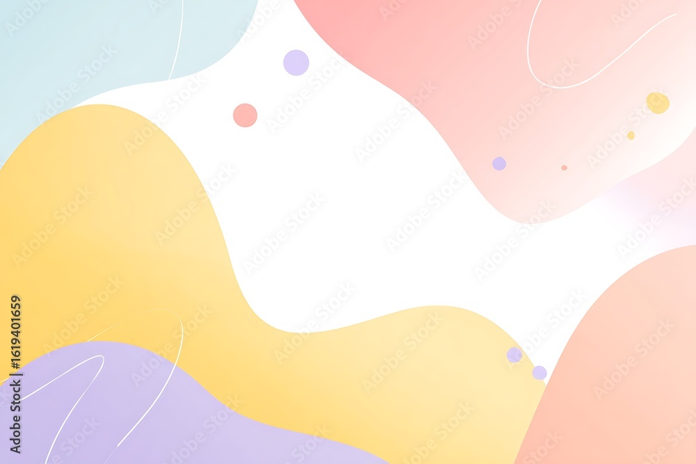Poster a gentle and vibrant abstract background with flowing shapes and soft pastel colors creating a cheer