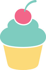 Pastel Cupcake with Cherry Topping A Sweet and Simple Vector Illustration