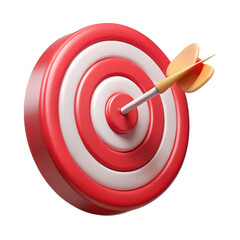 3d dartboard with arrow hit isolated on transparent background