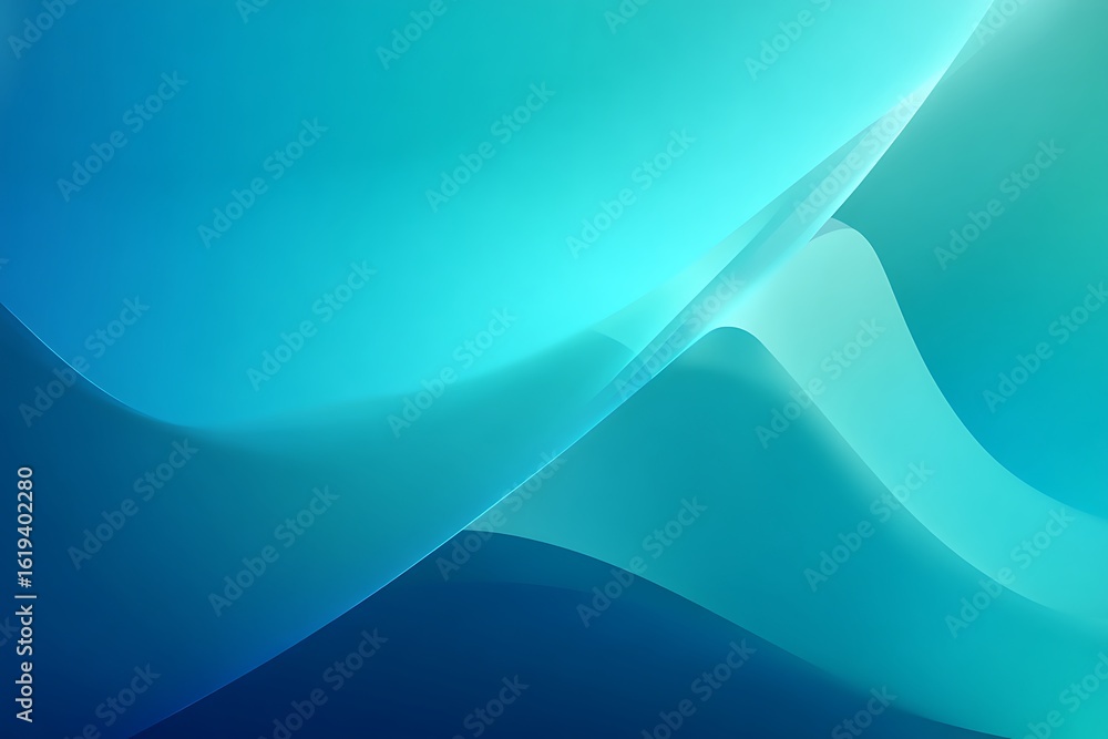 Aufkleber abstract flowing waves of turquoise and deep blue creating a serene and luminous ethereal background