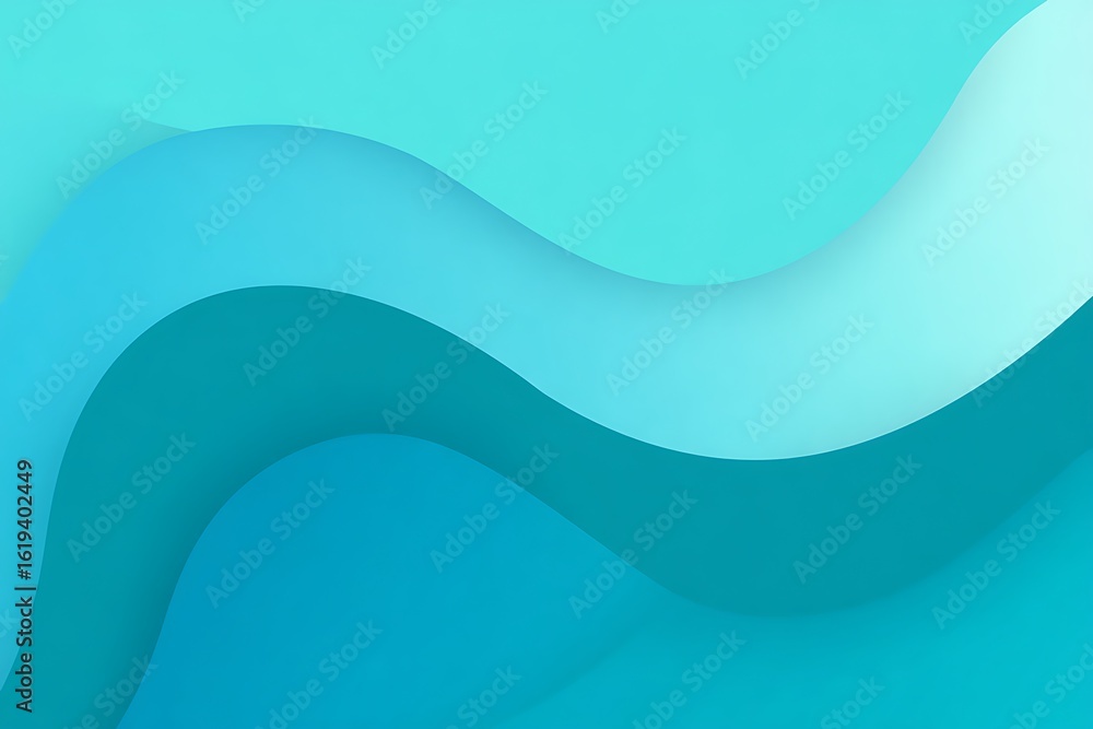 Poster serene ocean wave abstract background with smooth gradient layers of turquoise and blue for a calmin