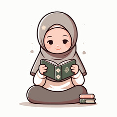 Obraz premium Hijabi girl reading Al-Qur'an