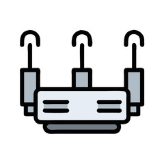 Stylized illustration of a wireless router on a black background