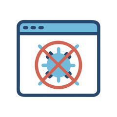 Blocked Virus on Web Page Icon Concept
