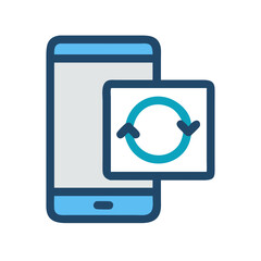 Mobile phone synchronization icon symbolizing data transfer progress